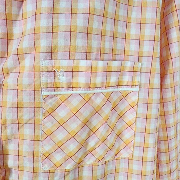 Victoria's Secret Pajama Top Small Mayfair Button Pink Orange Plaid Check PJ - Picture 6 of 12
